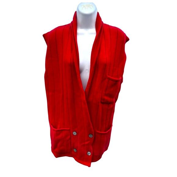 80s Liz Claiborne Over Sized Red Sweater Vest Medium - Picture 1 of 7